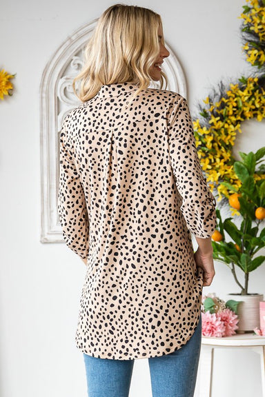 Mandarin Collar Animal Print Top - The Bronze Butterfly