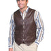 Men's Soft Lambskin Brown Snap Western Vest By Scully - The Bronze Butterfly