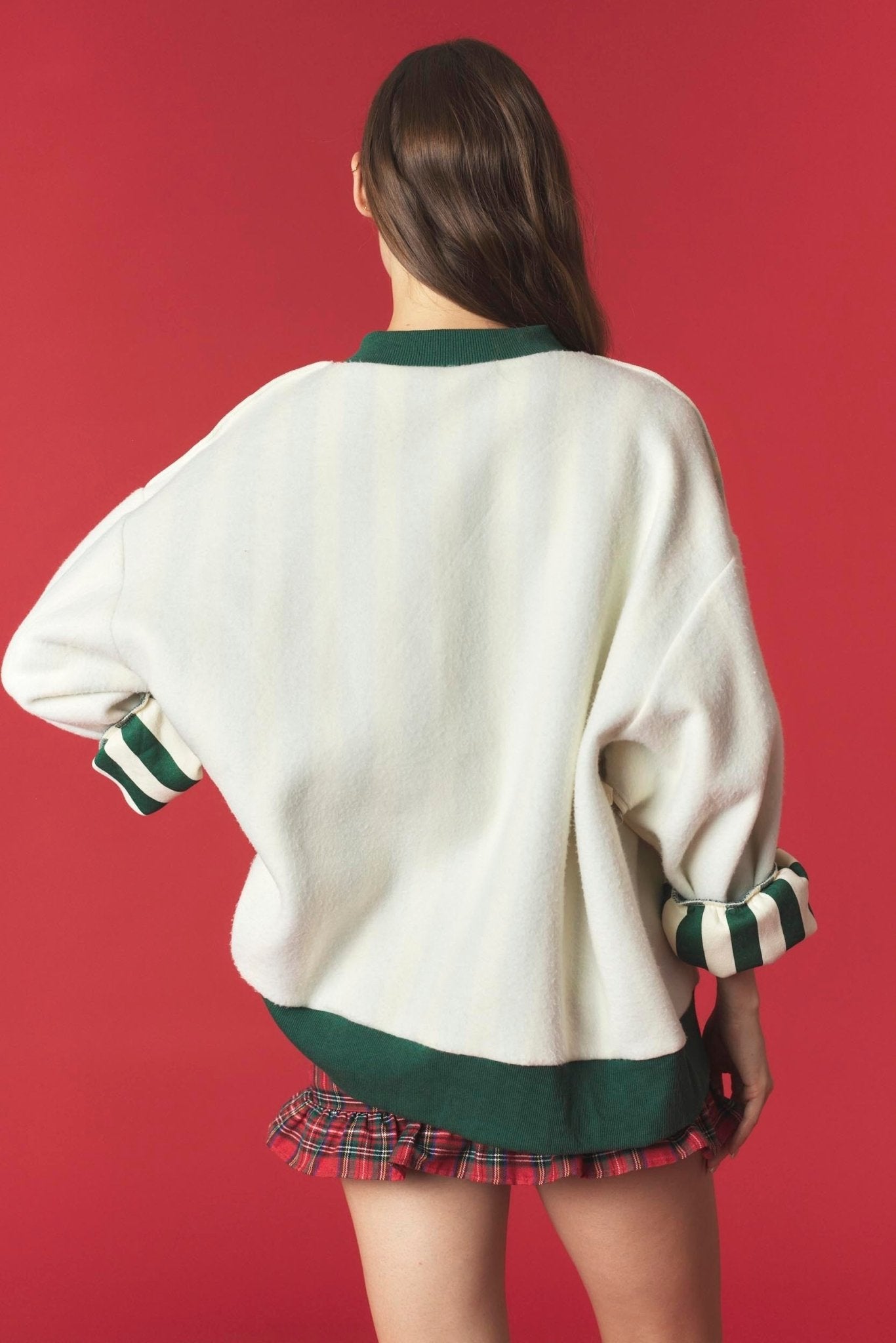 Merry & Stripe Reversible Mock Neck Sweatshirt - The Bronze Butterfly