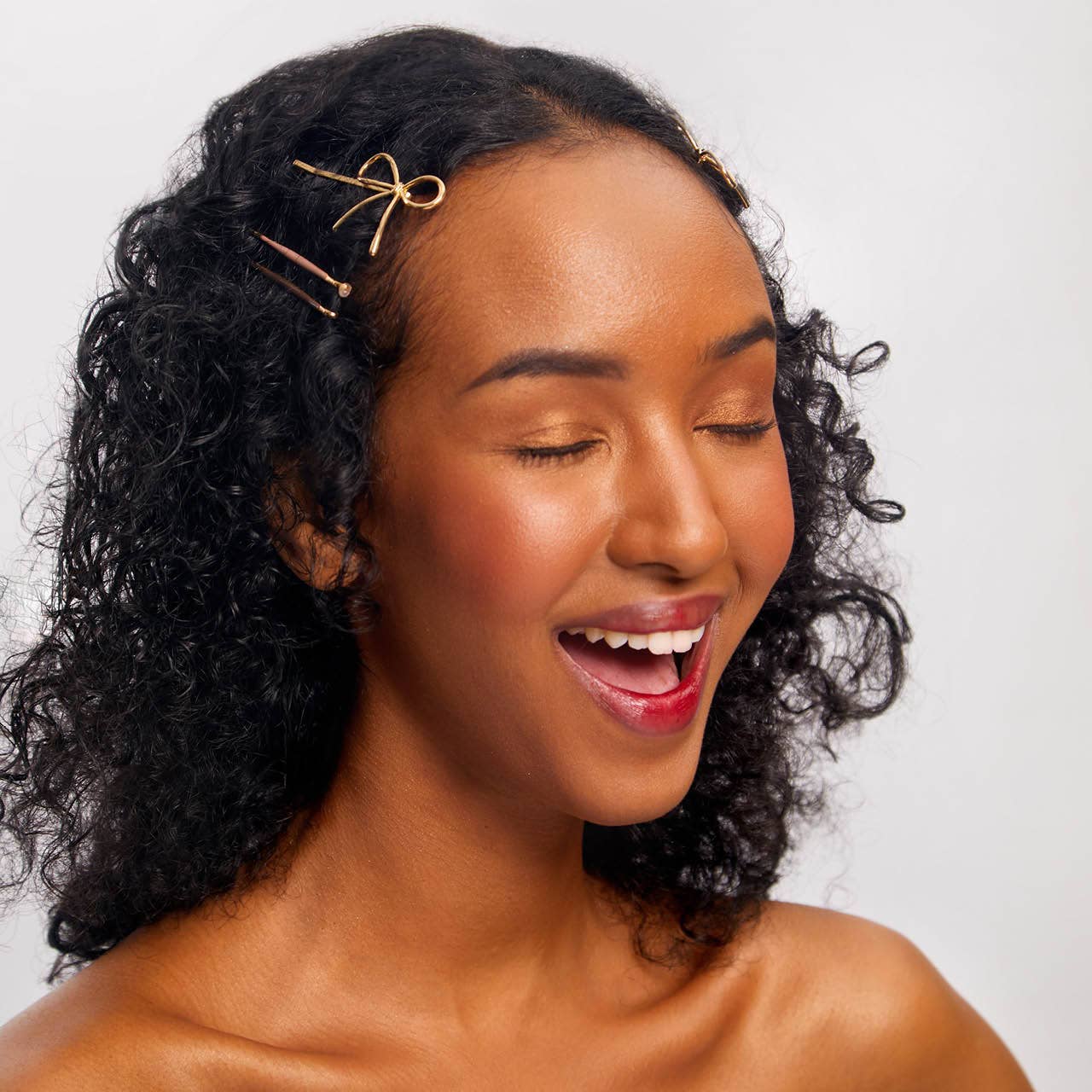 Metal Enamel Cloud & Bow Bobby Pins 8pc Set - Rosewood - The Bronze Butterfly