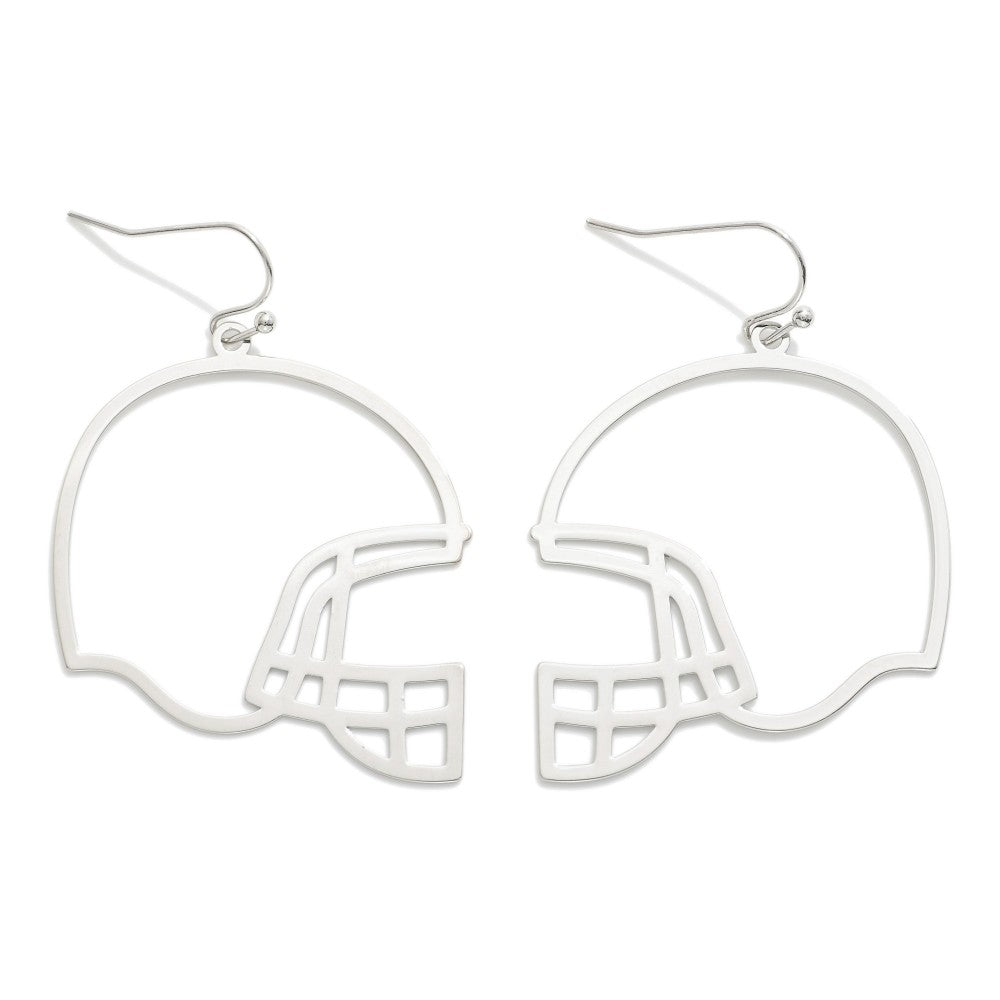 Metal Football Helmet Outline Drop Earrings - The Bronze Butterfly
