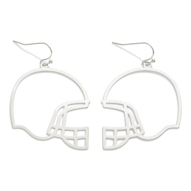 Metal Football Helmet Outline Drop Earrings - The Bronze Butterfly
