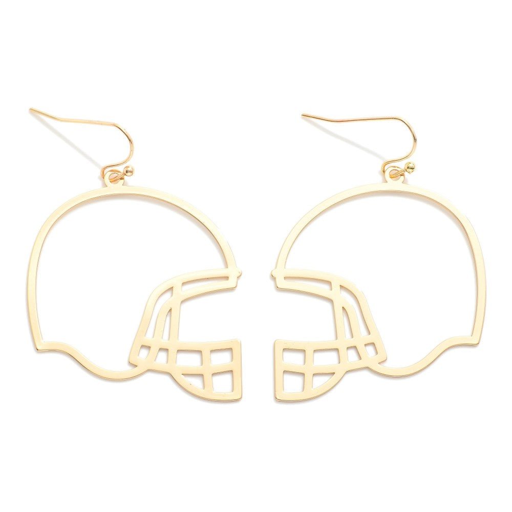 Metal Football Helmet Outline Drop Earrings - The Bronze Butterfly