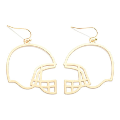 Metal Football Helmet Outline Drop Earrings - The Bronze Butterfly