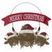 Metal Holiday Hanging Highland Cows with Sign | 20" Wall Decor - The Bronze Butterfly