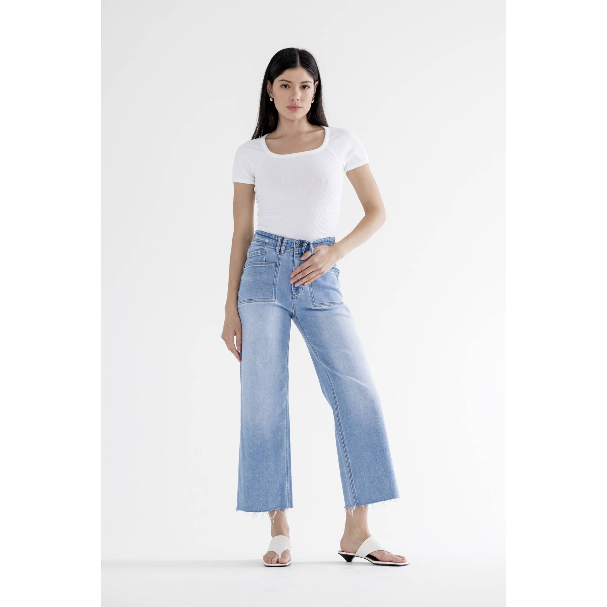 Mica High Rise Wide Leg Cropped Jean - The Bronze Butterfly