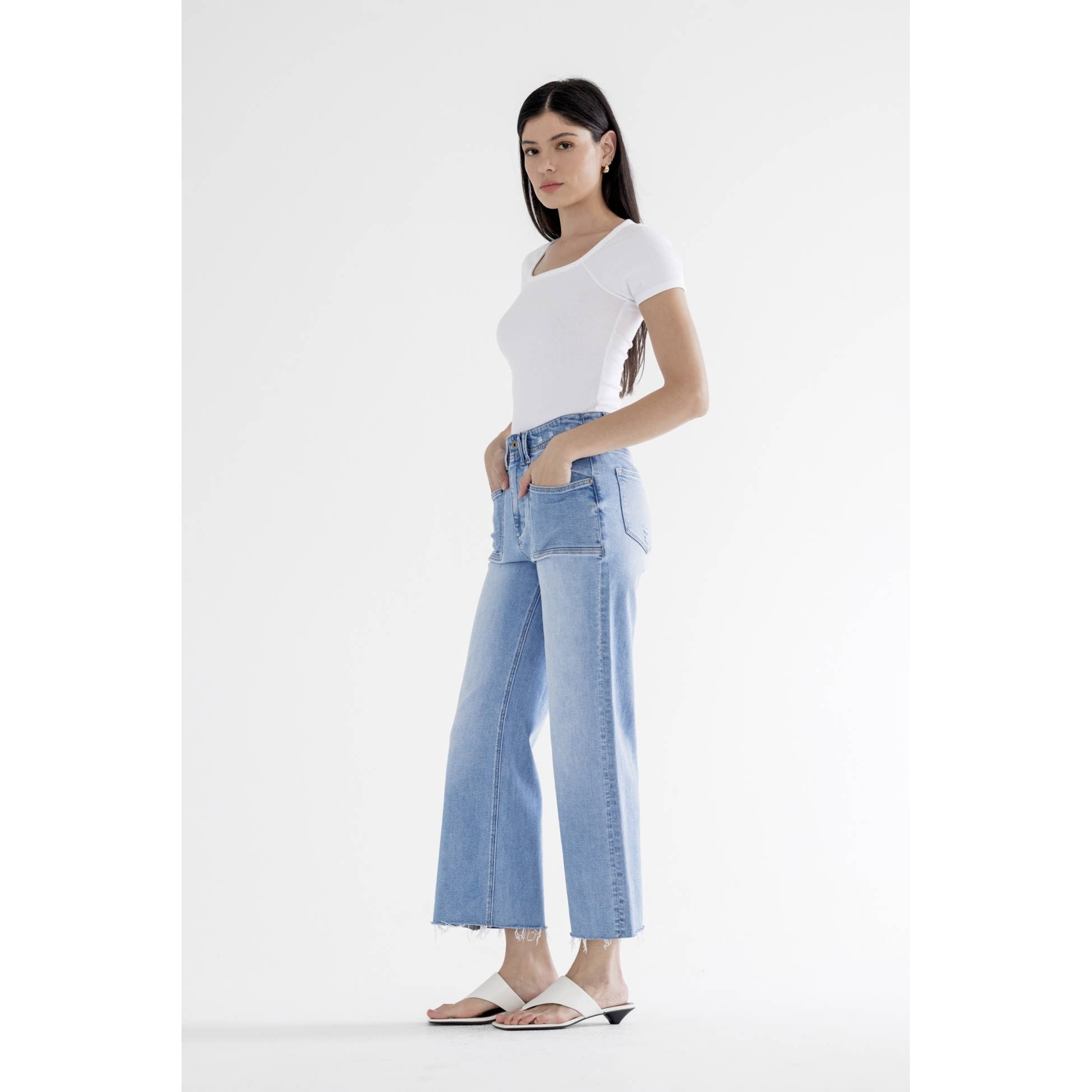 Mica High Rise Wide Leg Cropped Jean - The Bronze Butterfly