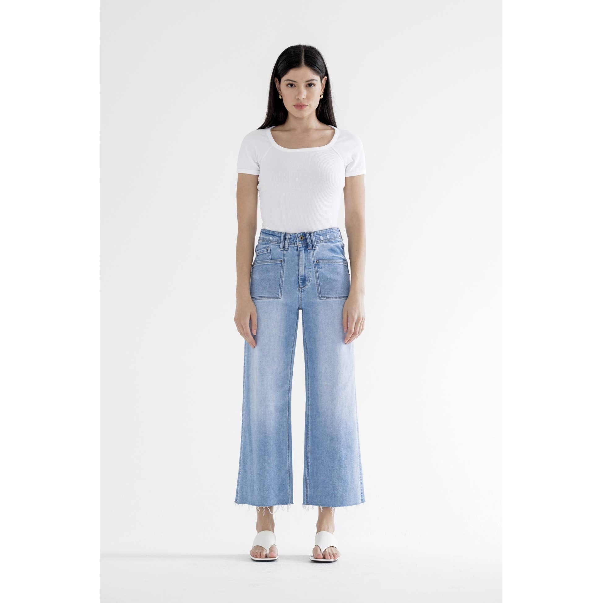 Mica High Rise Wide Leg Cropped Jean - The Bronze Butterfly