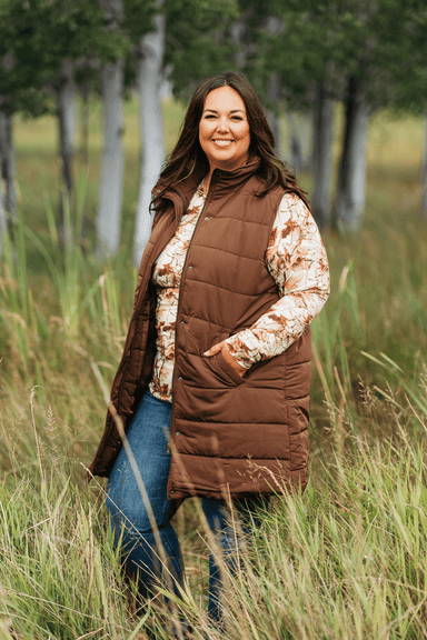 MichelleMae Harlow Long Vest - Brown - The Bronze Butterfly