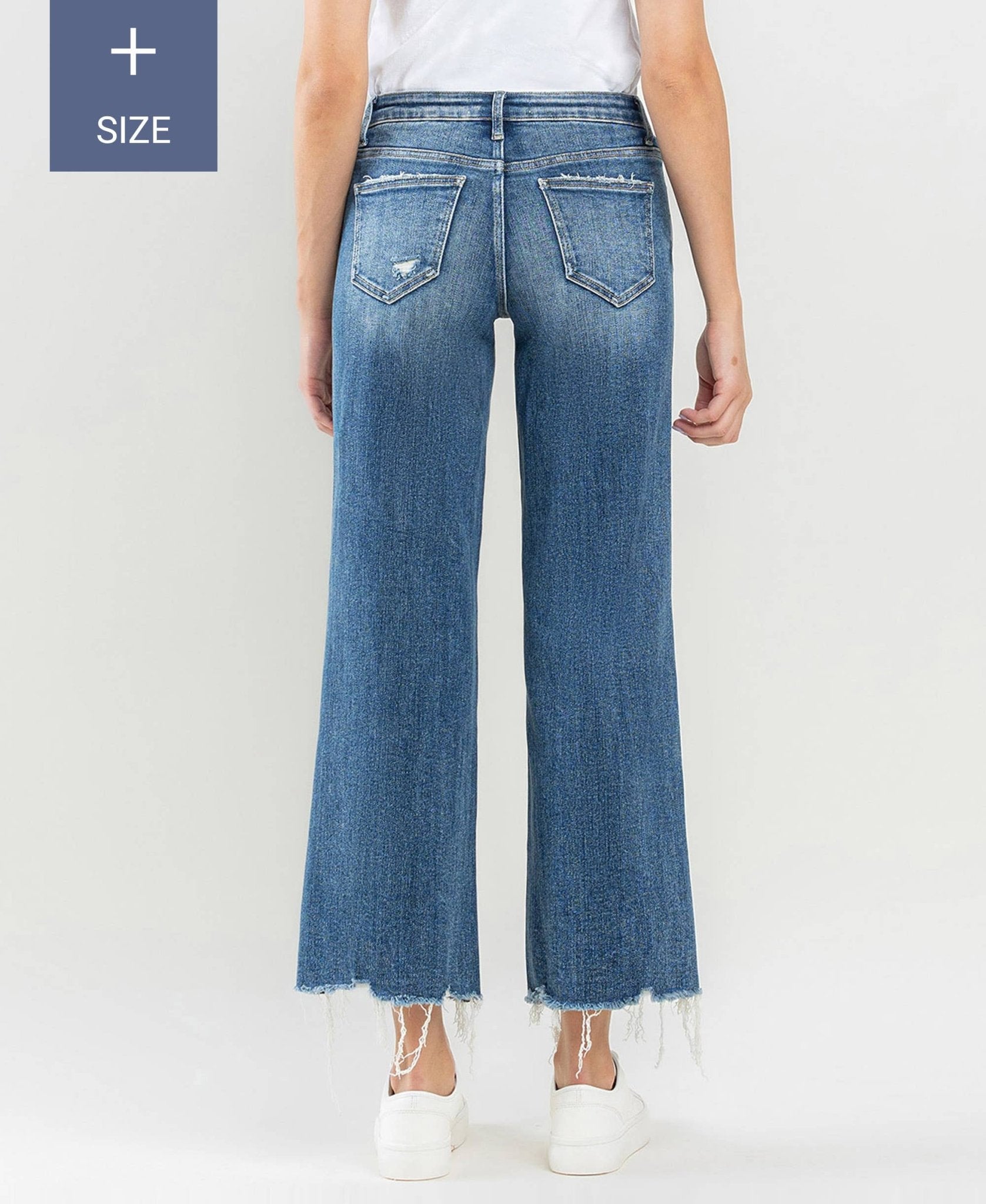 Mid Rise Raw Hem Wide Leg Jeans Plus Size - The Bronze Butterfly