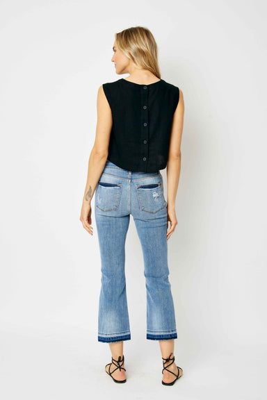 MID RISE RELEASE HEM CROPPED BOOTCUT JUDY BLUE - The Bronze Butterfly