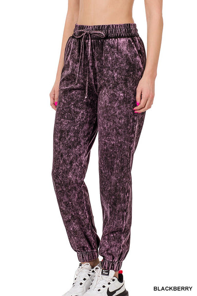 Mineral Wash Drawstring Jogger Pants - The Bronze Butterfly