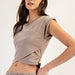 Mineral Washed Short Sleeve Wrap Top - The Bronze Butterfly