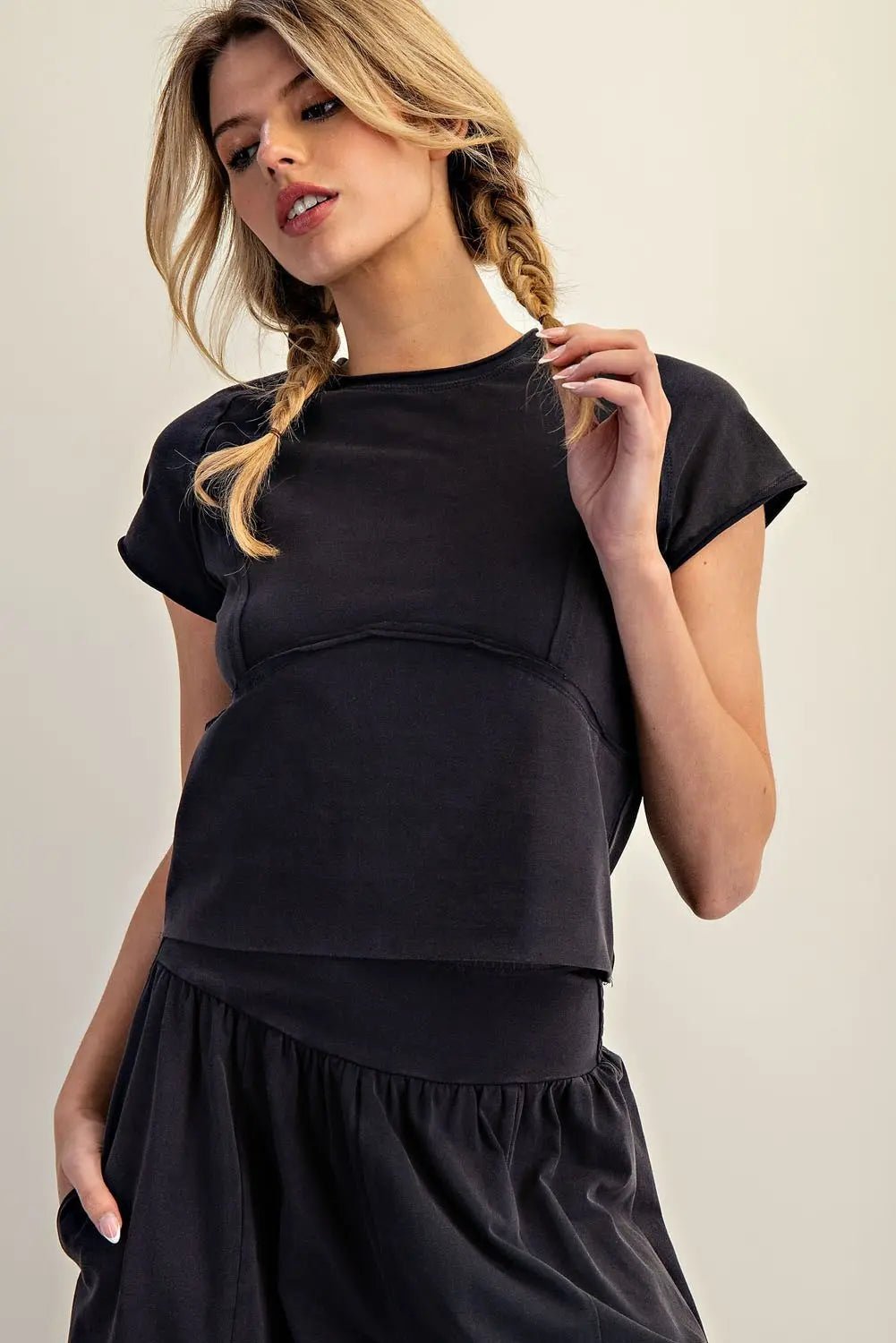 Mineral Washed Solid Cropped T-Shirt - The Bronze Butterfly