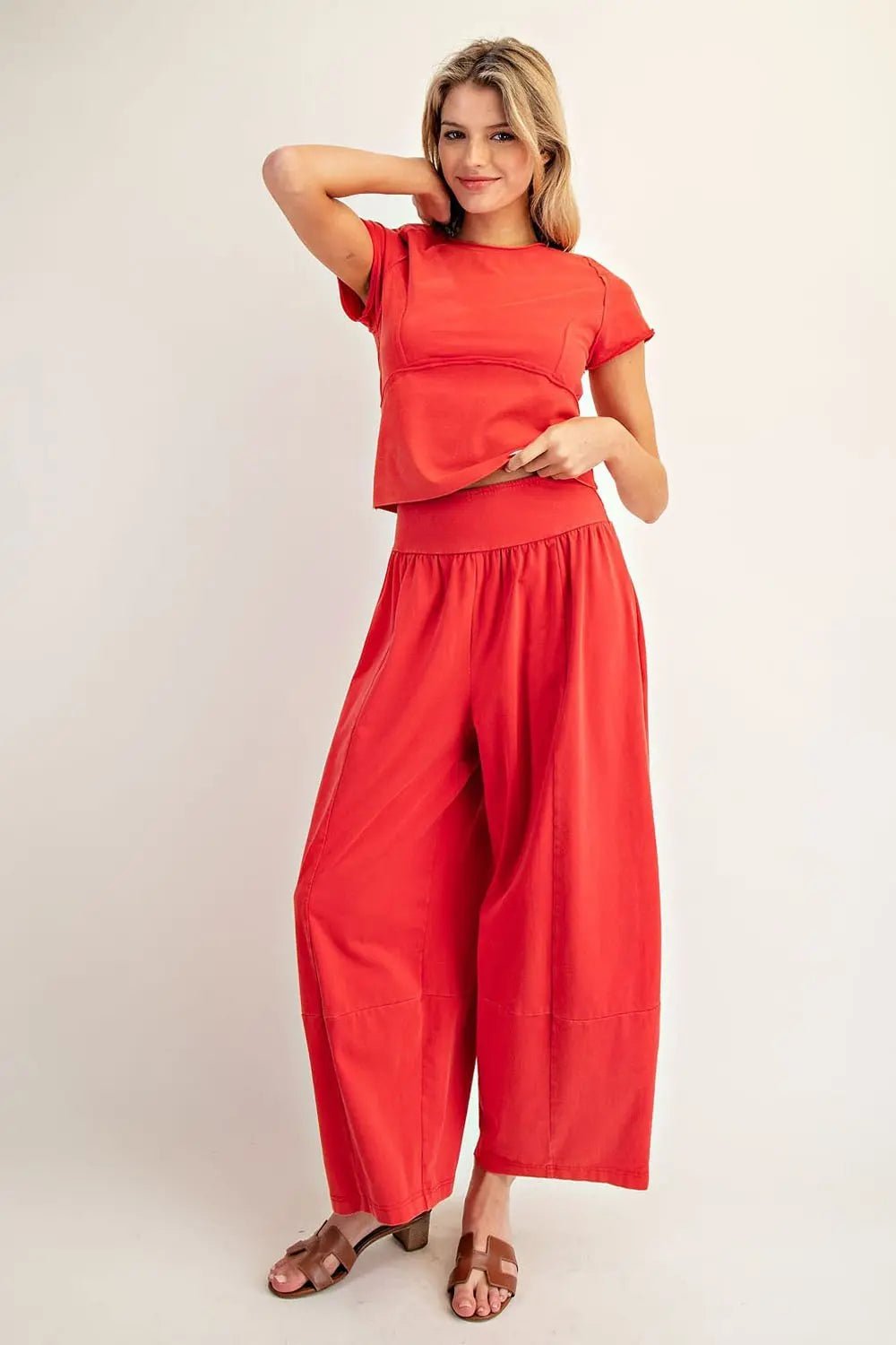 Mineral Washed Wide Leg Pants - The Bronze Butterfly