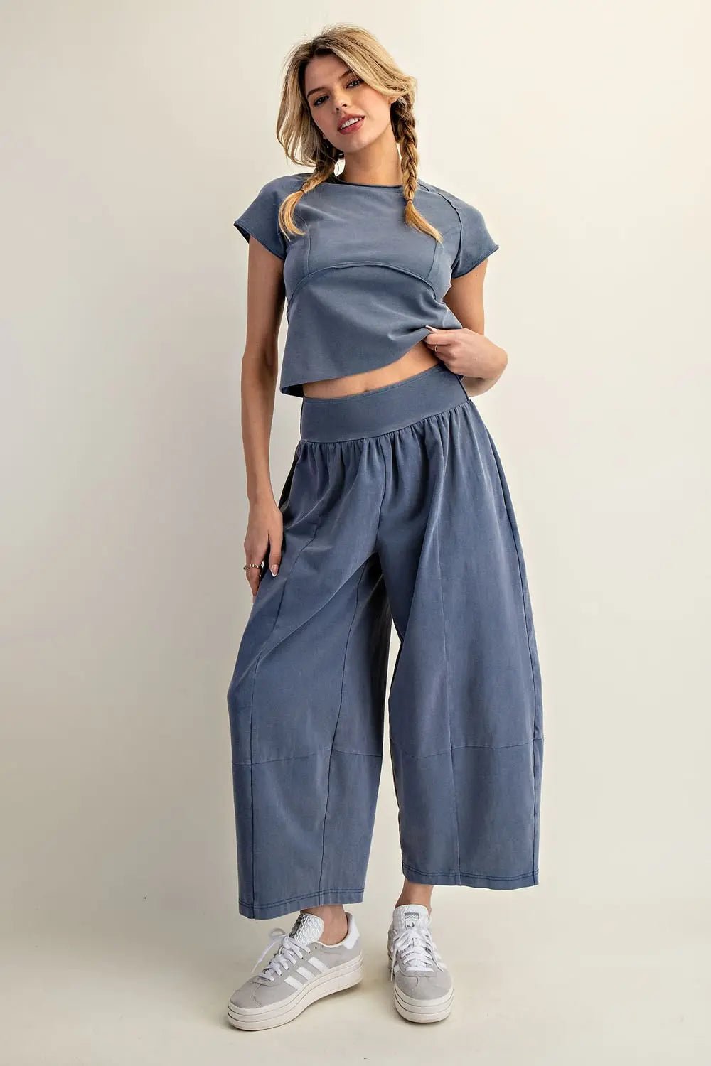 Mineral Washed Wide Leg Pants - The Bronze Butterfly