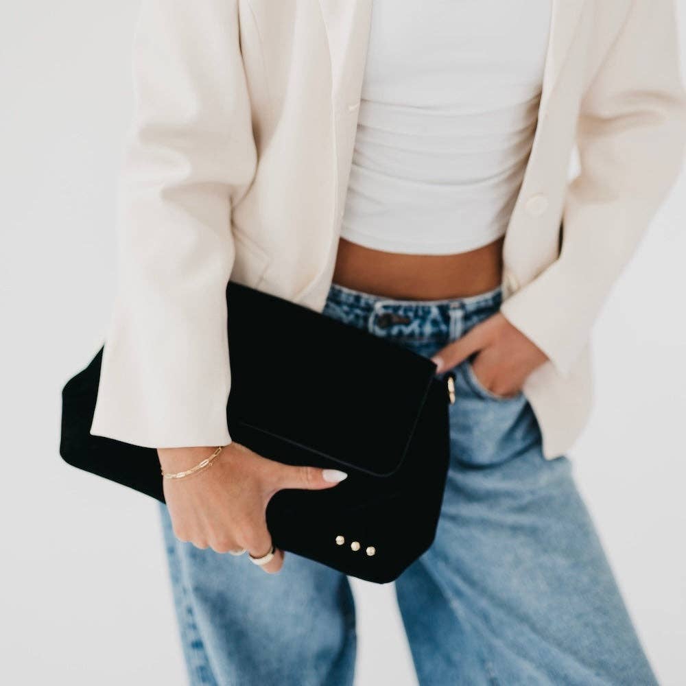 Miranda Faux Suede Flap Crossbody Bag - The Bronze Butterfly