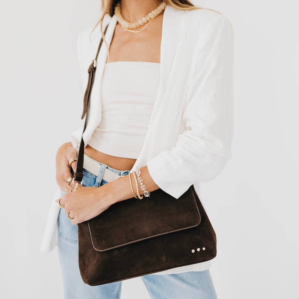 Miranda Faux Suede Flap Crossbody Bag - The Bronze Butterfly