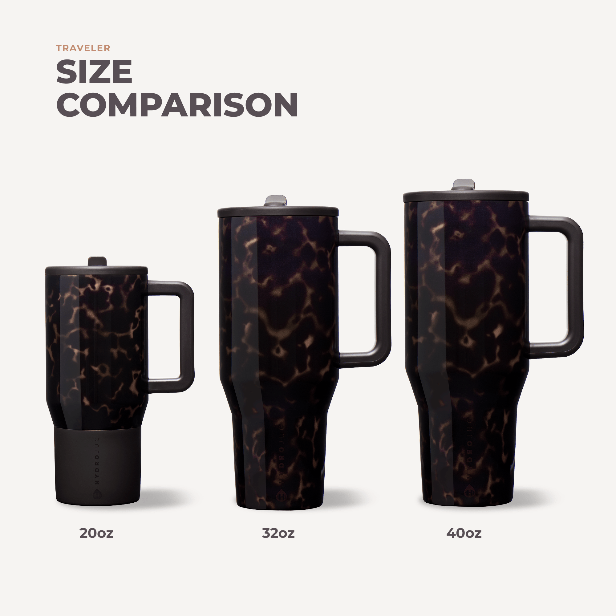 Mocha Tortoise HydroJug 32oz Traveler Tumbler - The Bronze Butterfly