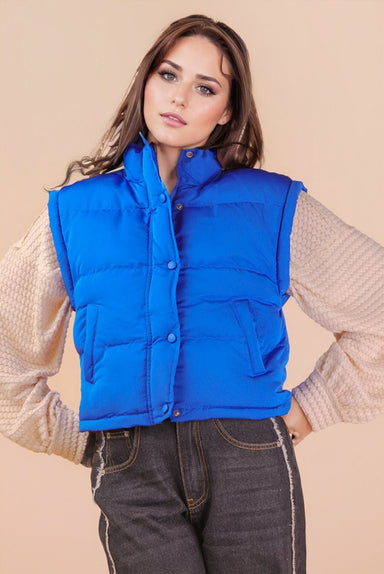 Mock Neck Casual Puffer Vest - The Bronze Butterfly