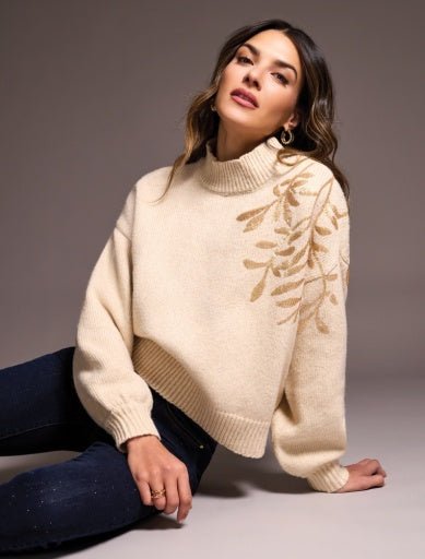 Mock Neck Sequin Sweater - The Bronze Butterfly