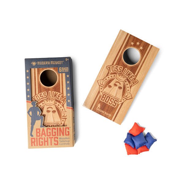 Modern Monkey Bagging Rights Wooden Tabletop Cornhole - The Bronze Butterfly