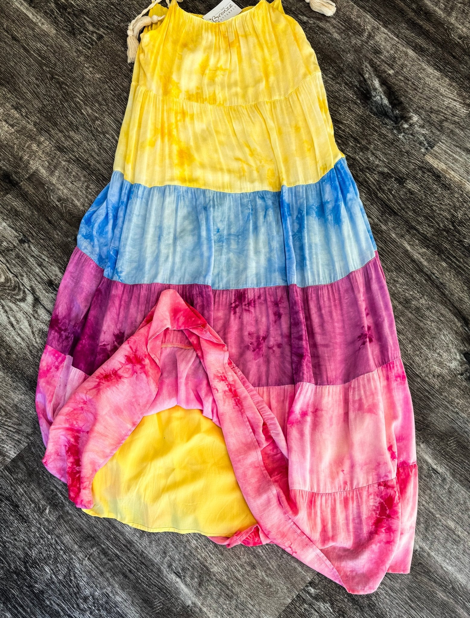 Multi tiered Tie Die Maxi Dress - The Bronze Butterfly