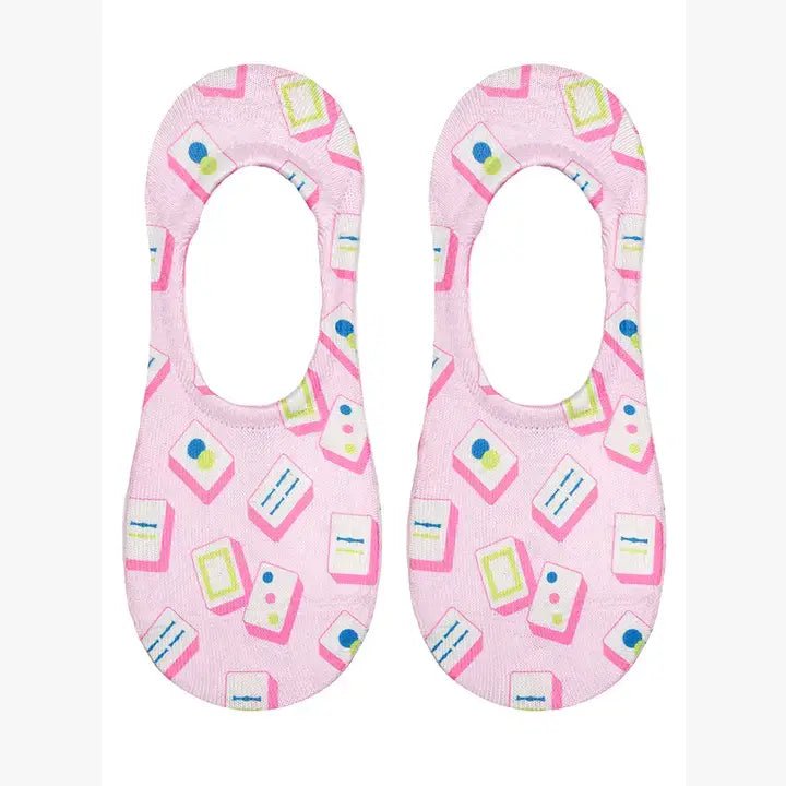 No - Show Liner Socks - Mahjong Tiles - Pink - The Bronze Butterfly