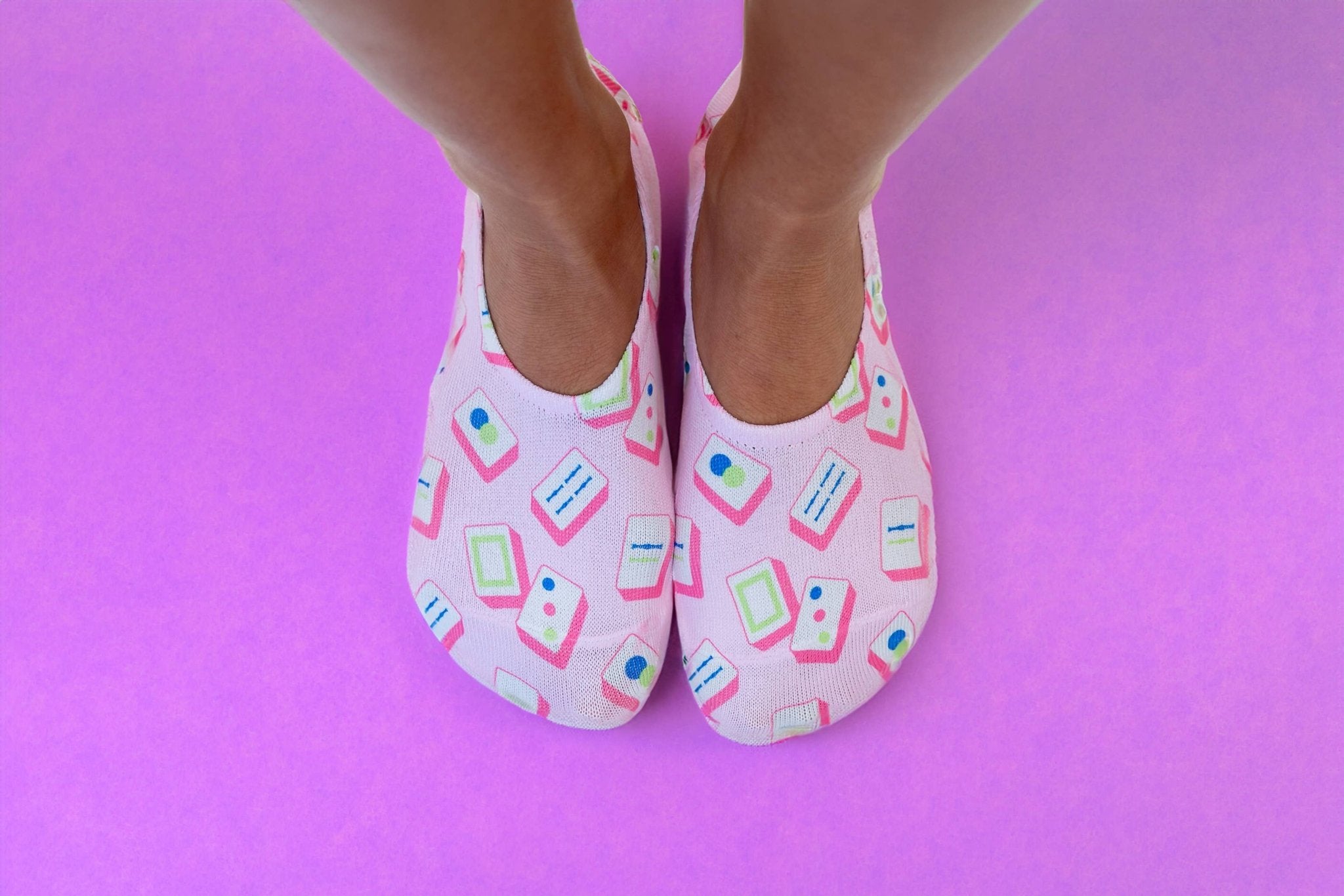 No - Show Liner Socks - Mahjong Tiles - Pink - The Bronze Butterfly