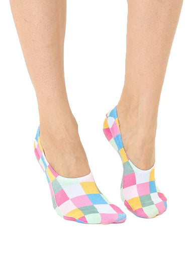 No - Show Liner Socks - Multi - Colored Checkered Squares - The Bronze Butterfly