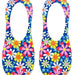 No - Show Liner Socks - Retro Flower Print - Blue - The Bronze Butterfly