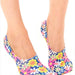 No - Show Liner Socks - Retro Flower Print - Blue - The Bronze Butterfly