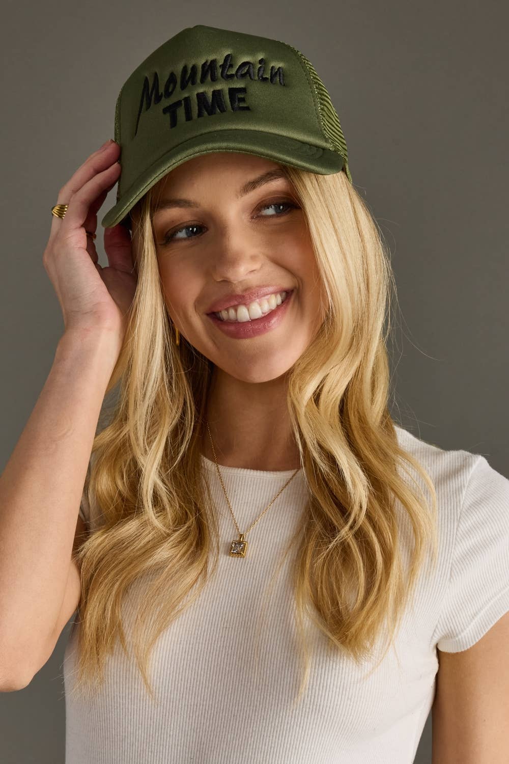 Olive & Black Mountain Time Trucker Hat - The Bronze Butterfly