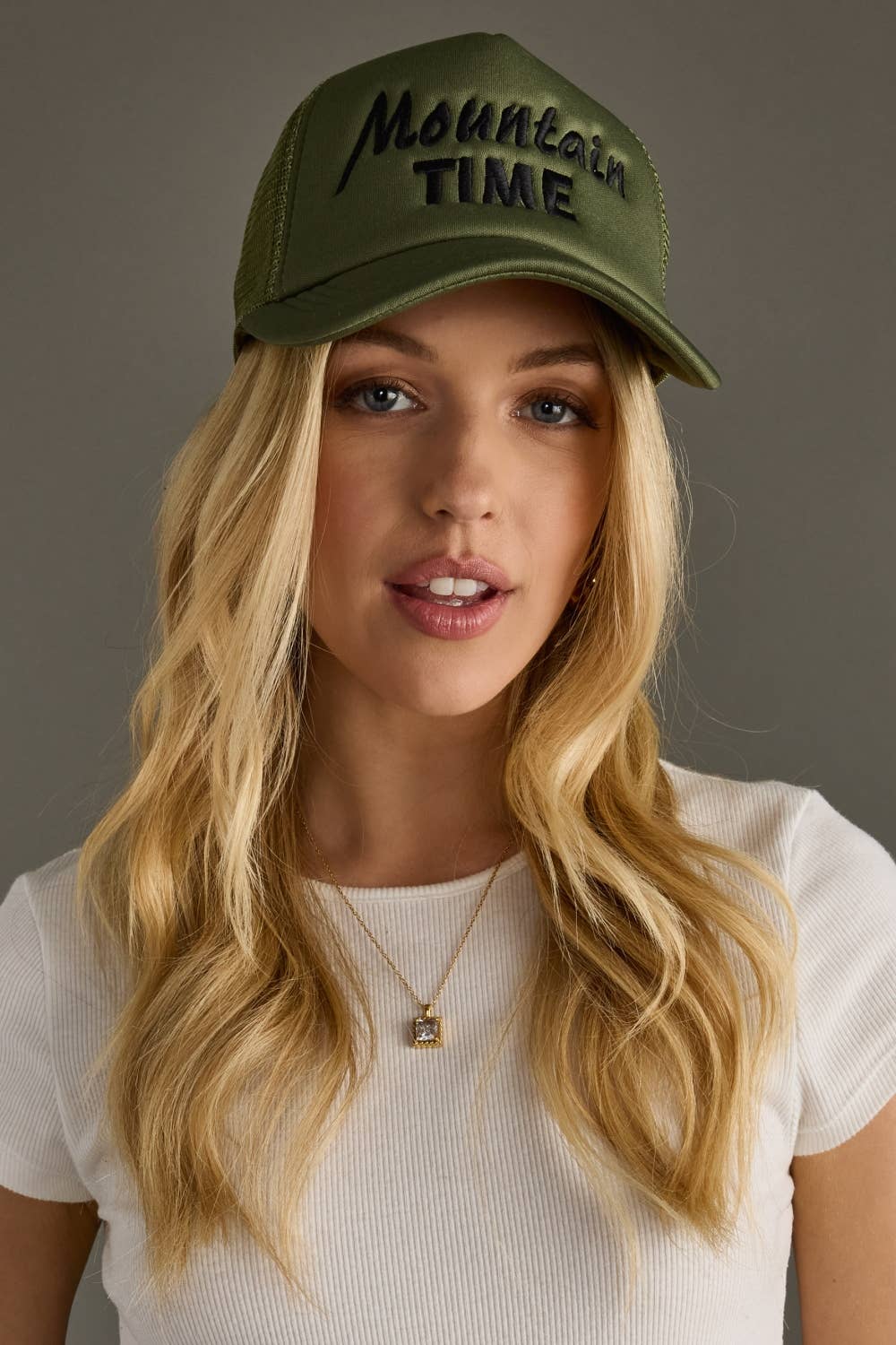 Olive & Black Mountain Time Trucker Hat - The Bronze Butterfly