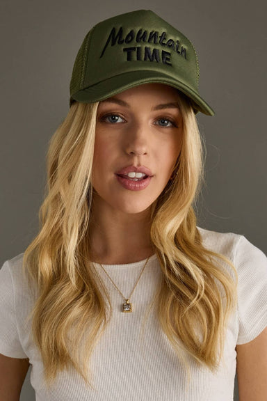 Olive & Black Mountain Time Trucker Hat - The Bronze Butterfly