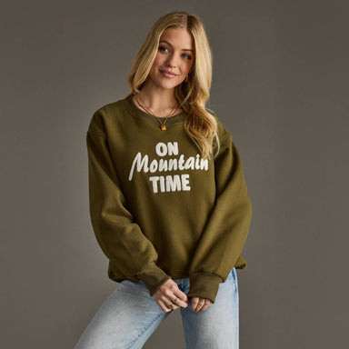 Olive On Mountain Time Sweatshirt - The Bronze Butterfly