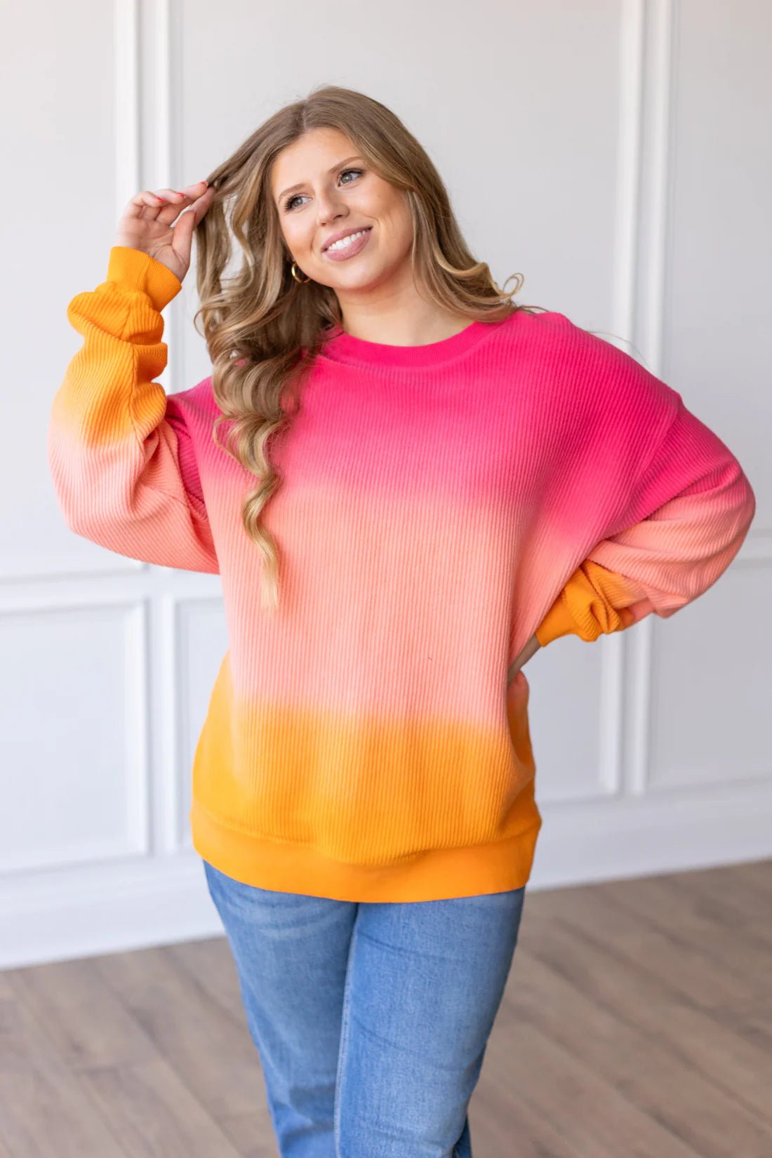 Ombre Cozy Cord Sweatshirt - The Bronze Butterfly