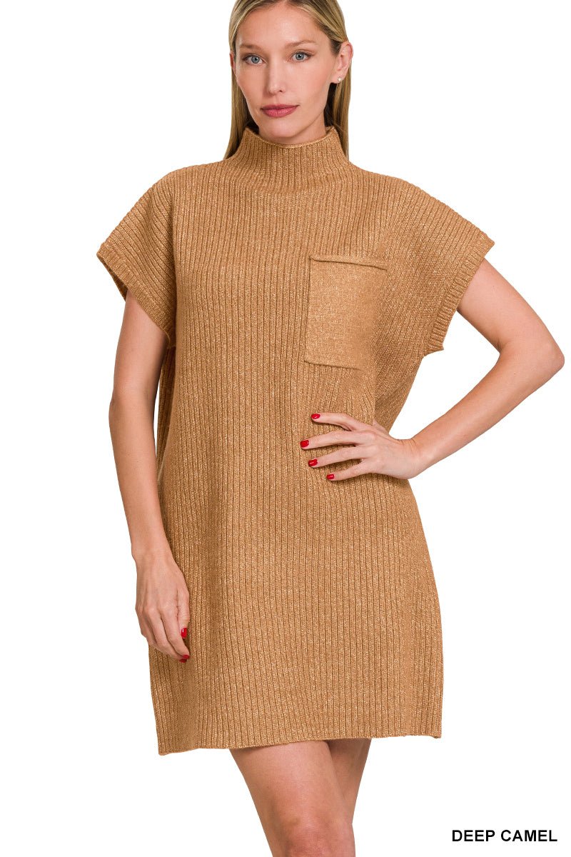 On The Run Mock Neck Sweater Dress - The Bronze Butterfly