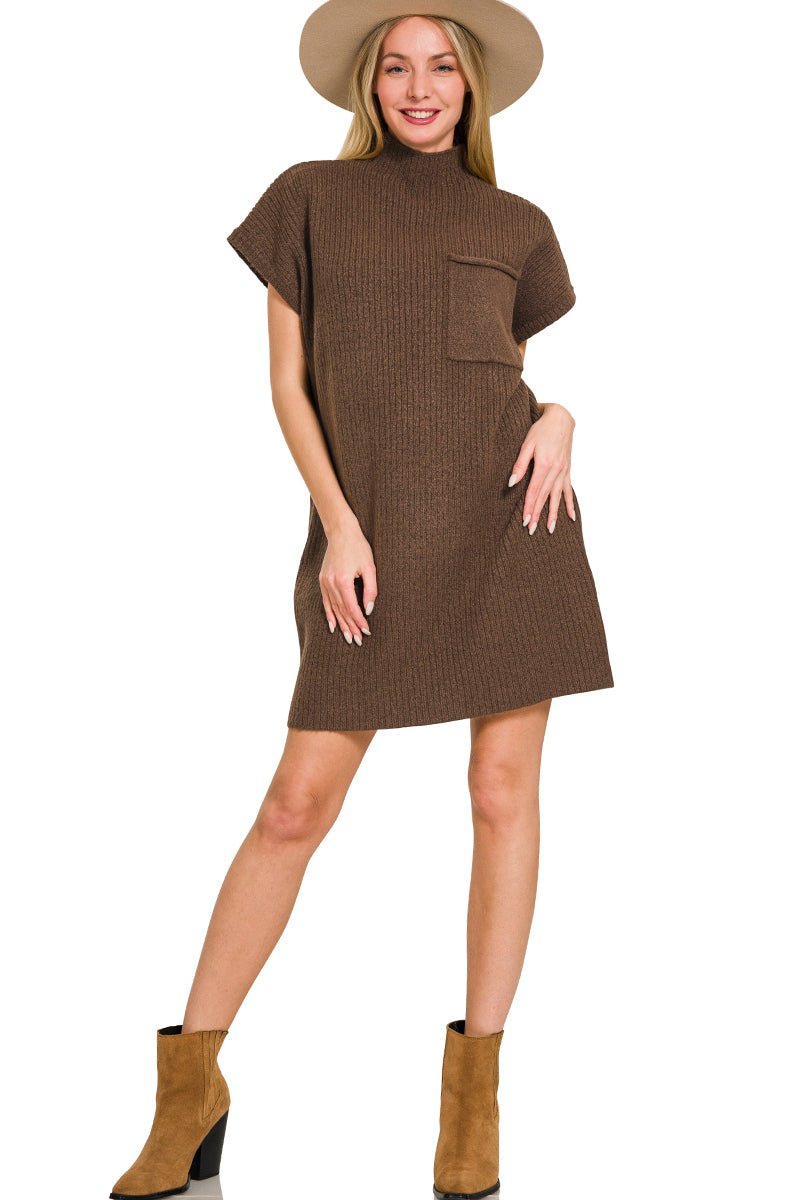 On The Run Mock Neck Sweater Dress - The Bronze Butterfly