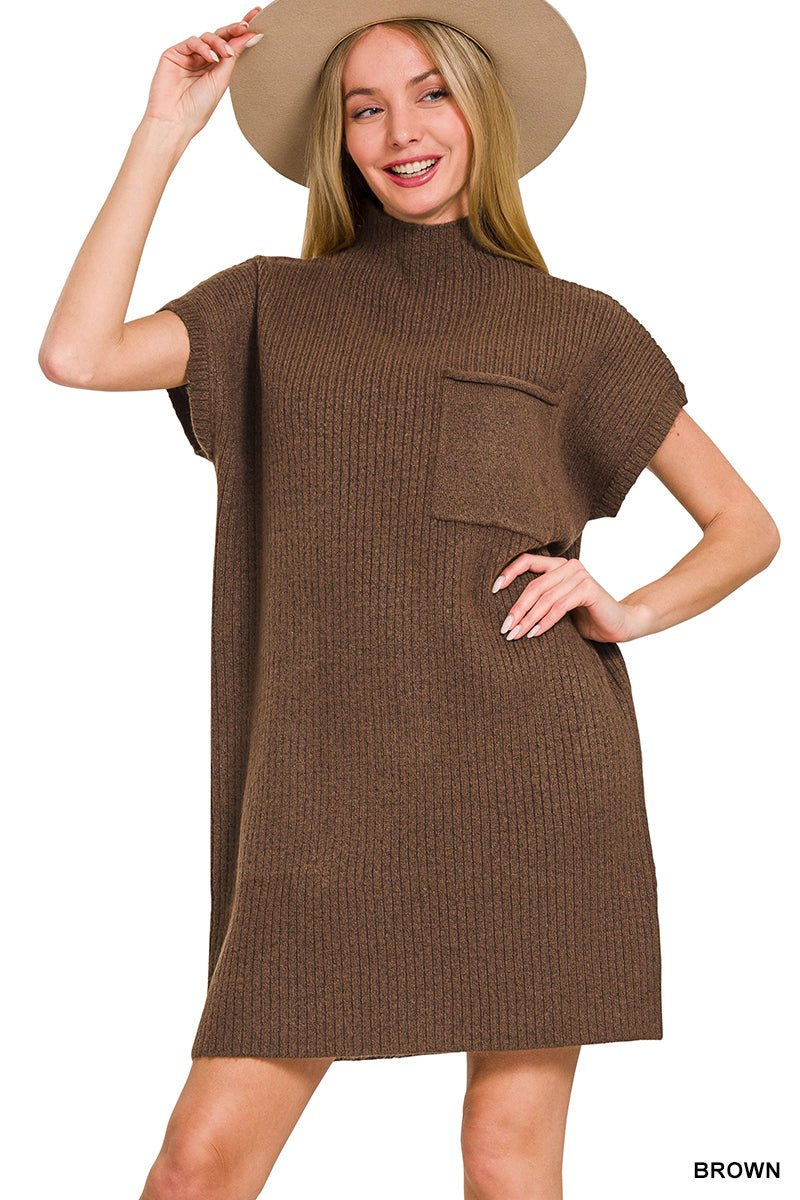 On The Run Mock Neck Sweater Dress - The Bronze Butterfly