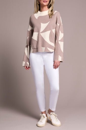 Oversized Mock Neck Abstract Print Sweater - The Bronze Butterfly