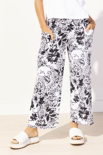 Paisley Scroll Cotton Pocket Flood Pant - The Bronze Butterfly