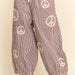 Peace Sign Applique Striped Balloon Pants - The Bronze Butterfly