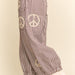 Peace Sign Applique Striped Balloon Pants - The Bronze Butterfly