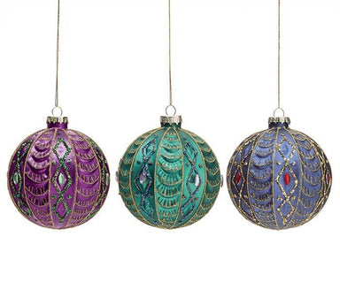 Peacock Purple, Blue & Green Ball Ornaments - The Bronze Butterfly