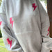 Pearl Grey Embroider Lightning Bolt Hoodie by Sunkissed Coconut - The Bronze Butterfly
