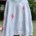 Pearl Grey Embroider Lightning Bolt Hoodie by Sunkissed Coconut - The Bronze Butterfly