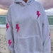 Pearl Grey Embroider Lightning Bolt Hoodie by Sunkissed Coconut - The Bronze Butterfly
