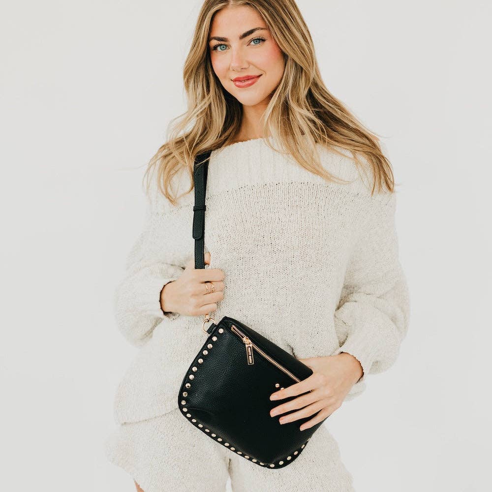 Pebbled Sabrina Studded Bum Bag - The Bronze Butterfly