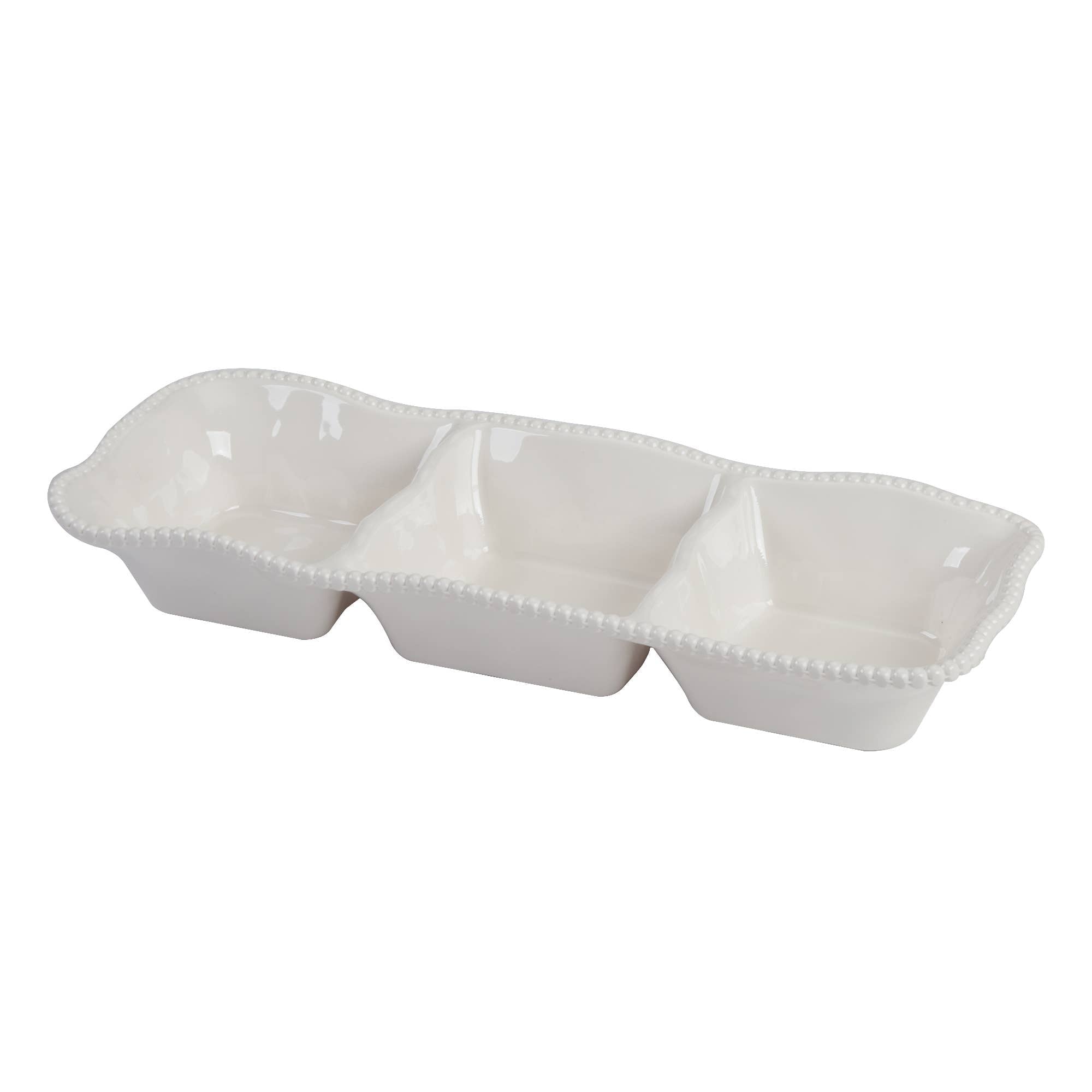 Perlette Cream - 3 Section Server 14.5in x 5.75in - The Bronze Butterfly